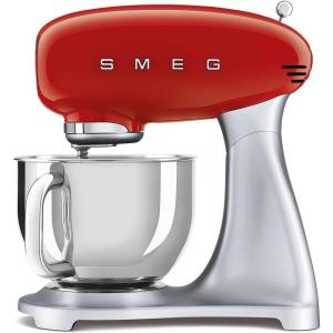 SMEG SMF04 5-Qt Stand Mixer with Smooth Start & SteadyMix, 600W Motor, 10 Speeds, Stainless Steel Bowl & Pour Shield – Retro 50’s Style Planetary Mixer for Bread Dough, Baking & Desserts-Cream(Red)