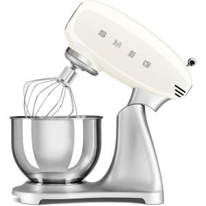 SMEG SMF04 5-Qt Stand Mixer with Smooth Start & SteadyMix, 600W Motor, 10 Speeds, Stainless Steel Bowl & Pour Shield – Retro 50’s Style Planetary Mixer for Bread Dough, Baking & Desserts-Cream(Cream)