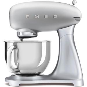 SMEG SMF04 5-Qt Stand Mixer with Smooth Start & SteadyMix, 600W Motor, 10 Speeds, Stainless Steel Bowl & Pour Shield – Retro 50’s Style Planetary Mixer for Bread Dough, Baking & Desserts-Cream(Silver)